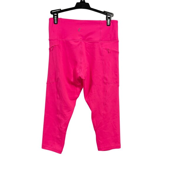 Zyia Light N Tight Hi Rise Crop Leggings  Neon Pink Zip Side Pockets Size 6-8 - Picture 3 of 7